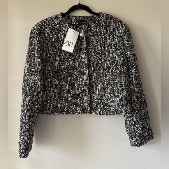 Zara TEXTURED SHORT BLAZER Size XL - Picture 2 of 9